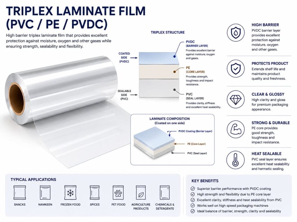 Triplex Laminate Film (pvc/pe/pvdc) Manufacturer in Delhi NCR